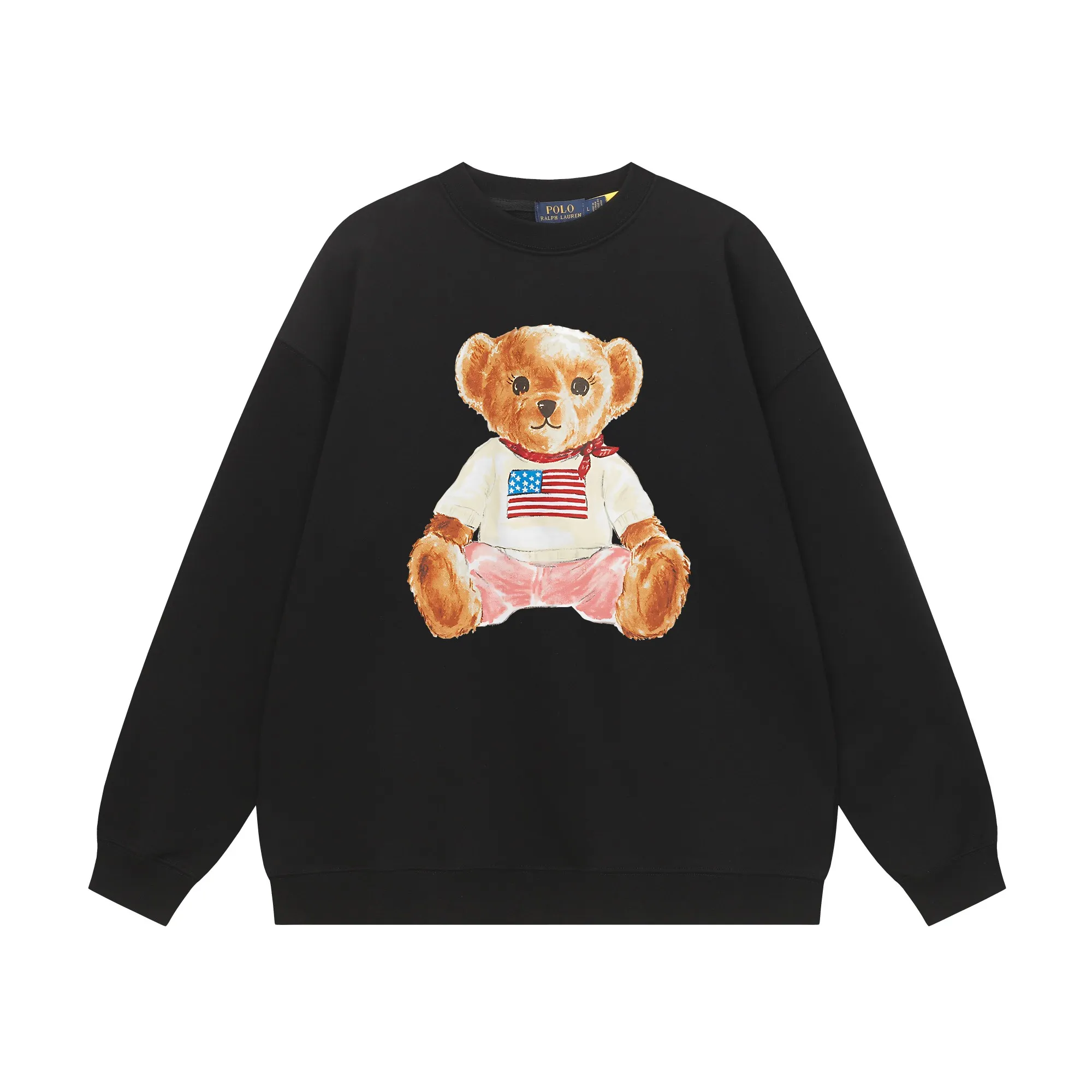 P200 Long-term stock] RalphLauren/Ralph Lauren 2025 autumn and winter new bear letter print 420g heavy large terry sweatshirt Ralph Lauren's age-reducing item, the coat fabric is made of 85% cotton ➕15% polyester, which not only retains the softness, comfort and breathability of cotton, but also adds the wear resistance and wrinkle resistance of polyester fiber, making the clothes more durable and easy to care for. Even in slightly cooler weather, you won't feel stuffy when wearing it. This kind of fabric has a natural crisp feel and is not easy to pill or deform. The bear on the chest is printed with English letters. It is full of color, full of three-dimensionality, and lifelike, adding a bit of liveliness and interest to the whole sweatshirt. There is no pressure to dress, regardless of age or gender. Complete accessories! Color: black, white, navy blue, light floral gray Size: M-L-XL-XXL